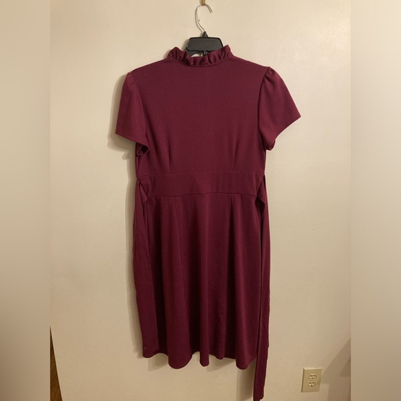 SALE❗️Lane Bryant Women’s Plus Size 16 Midi Wrap Dress / Burgundy Wine / EUC - Picture 2 of 9